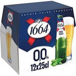 Kronenbourg 1664 sans alcool 0,0% 25cl (lot de 2 packs de 12 soit 24 bouteilles) - Selfdrinks