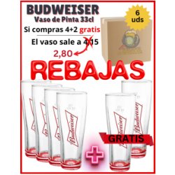 BUDWEISER - Vaso de Pinta - 6 Unidades 33cl - Buscador de Cervezas - Brewhouse