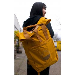 Cloudwater Roll Top Laptop Backpack Mustard Yellow - Cloudwater