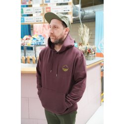 Cloudwater Unisex Hoodie with Embroidered Logo - Red-Brown  Green - Cloudwater