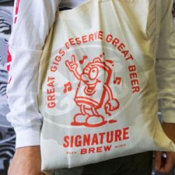 Signature Brew Borsa di tela Signature bianca logo rosso - Ales & Co.