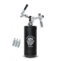 Dispensador Quick Connector + Growler Mini Keg 4 Litros Negro + 4 Cápsulas CO2 - Lúpulo House