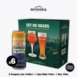 6 Patagonia Lata 410Cm3 + Set de 2 Vasos - Almacén de Cervezas