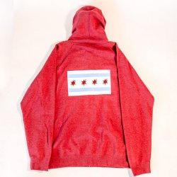 Revolution Chicago Flag Zip-Up Hoodie - Red Heather - Revolution Brewing