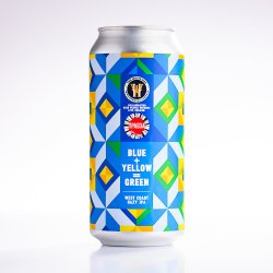 The White Hag X Pravda- Blue + Yellow = Green West coast hazy IPA 5.5% ABV 440ml Can - Martins Off Licence