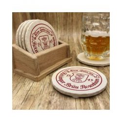 Flötzinger-Bräu Rosenheim Retro-Bieruntersetzer aus Naturstein - Biershop Bayern