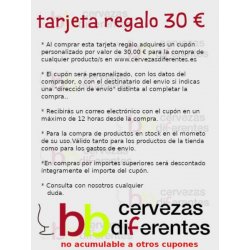 TARJETA REGALO 30,00 €  www.cervezasdiferentes.es - Cervezas Diferentes