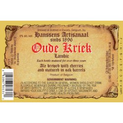 Hanssens Oude Kriek 750ML - Bine & Vine