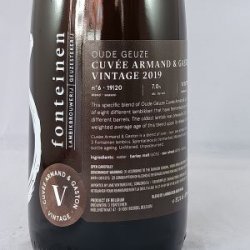 Geuze Gueuze 3 Fonteinen  Oude Geuze Cuvée Armand & Gaston Vintage 2019  37,5cl - Gedeelde Vreugde