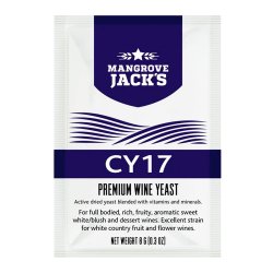 Dry, Sweet + Country Wines - Premium White Wine Yeast CY17 - Mangrove Jacks - 8g - Brewbitz Homebrew Shop