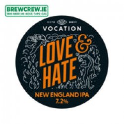 Vocation - Love and Hate - New England IPA - 7.2% ABV, 30l Keg (53 Pints) - One-Way Keg - The Brew Crew