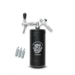 Dispensador Straight Tube (Tubo Recto) 2.0 + Growler Mini Keg 4 Litros Negro + 4 Cápsulas CO2 - Lúpulo House