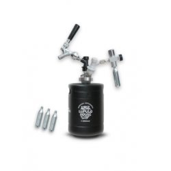 Dispensador Quick Connector + Growler Mini Keg 2 Litros Negro + 4 Cápsulas CO2 - Lúpulo House