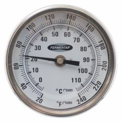 TERMOMETRO FERMENTAP CON CARATULA DE 3 CON ROSCA DE 12 MPT Y SONDA DE 6 - Insumos Cerveceros de Occidente