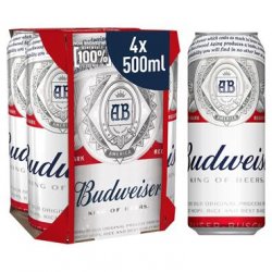 Budweiser Lager 4 x 500ml Cans - Carry Out Off Licence