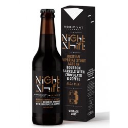 Night Shift Vintage 2023    Russian Imperial Stout bourbon hordóban érlelve csokoládéval és kávéval - Horizont Brewing