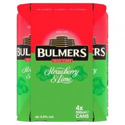 Bulmers Strawberry & Lime Irish Cider 4 x 500ml Cans - Carry Out Off Licence