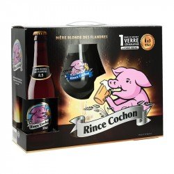 COFFRET Bière RINCE COCHON Blonde 3X33 cl + 1 Verre - Calais Vins