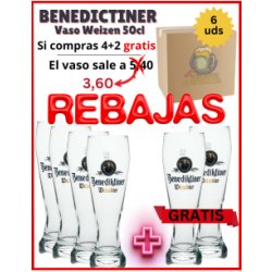 BENEDICTINER - Vaso Weizen - 6 Unidades 50cl - Buscador de Cervezas - Brewhouse