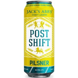Jack's Abby Post Shift Pilsner 4 pack 16 oz. Can - Kelly’s Liquor
