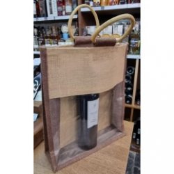 SAC JUTE 3 BOUTEILLES + FENETRE + POIGNEES BOIS - Caves Saint Poloises