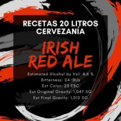 Receta Irish Red Ale diseñada para hacer 20 litros de cerveza artesana - Cervezanía