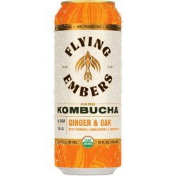 Flying Embers Ginger & Oak Kombucha 6 pack 12 oz. Can - Petite Cellars