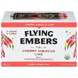 Flying Embers Cherry Hibiscus Lime Kombucha 6 pack 12 oz. Can - Petite Cellars