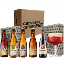 Pack combo degustación regalo estuche cervezas La Trappe 5 botellas 33cl + 1 vaso - Cervezasonline.com