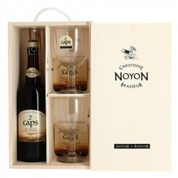 COFFRET 2 CAPS Bière BLONDE 75 cl + 2 VERRES - Calais Vins