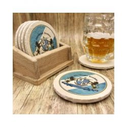 Starnberger Brauhaus Edition Weiß-Blau Bieruntersetzer aus Naturstein - Biershop Bayern