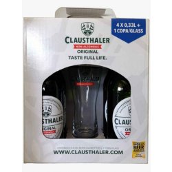 Pack 4 Cervezas Sin Alcohol Clausthaler + Vaso 330 cc - Tendencias Gourmet