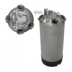 Barril de limpieza inox 18L - 4 bocas sin espadines - Todocerveza