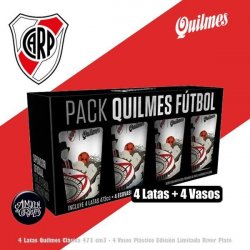 Eco Vaso RIVER + 4 Latas Quilmes Clásica o 0.0% 473CM3 - Almacén de Cervezas