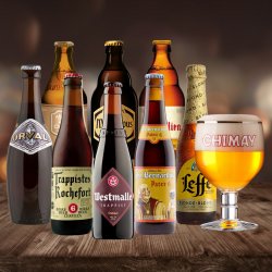 Trappist &amp; Abbey Ales Mixed Beer Case with Chimay Glass (8 Pack) - Beerhunter