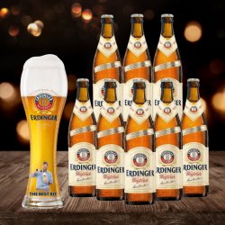 Erdinger Weissbier German Wheat Beer 500ml Bottles with Klopp Glass - 5.3% ABV (8 Pack) - Beerhunter