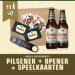 11x PILSENER 30CL + 1x OPENER + 2x KAARTEN 