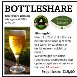 Ticket Bottle Share  vrijdag 4 april 2025 - Berghoeve Brouwerij