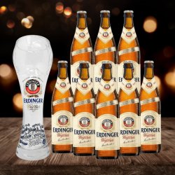 ERDINGER German Wheat Beer 500ml Bottles with Limited Edition Football Glass - 5.3% ABV (8 Pack) - Beerhunter