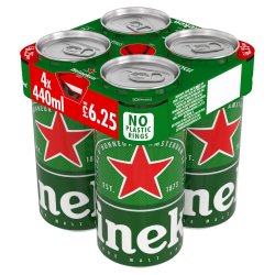 Heineken 4x440ml (Price Marked £6.25) - Fountainhall Wines