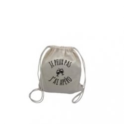 SAC A DOS toile coton écru Je peux pas j'ai Apéro - Caves Saint Poloises