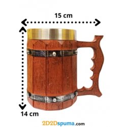 Jarra Vikinga para cerveza o hidromiel imitación madera 550ml 15cm x 14cm - 2D2Dspuma