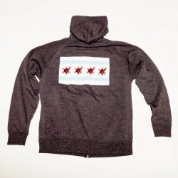 Revolution Chicago Flag Zip-Up Hoodie - Charcoal Heather - Revolution Brewing