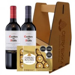 Casillero del Diablo, Chocolates Ferrero Rocher + Canastilla Six Pack Cerveza Artesanal - Estación Malta