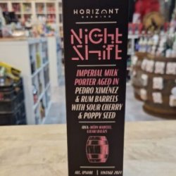 HORIZONT Brewing Night Shift 2024 - Imperial Milk Porter Aged In Pedro Ximénez Sherry & Rum Barrels W. Sour Cherry & Poppy Seed
