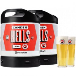 Pack 2 fûts 6L Camden Hells + 2 verres 50 cl - PerfectDraft France