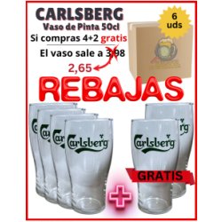 CARLSBERG - Vaso de Pinta (Letras Verde) - 6 Unidades 50cl - Buscador de Cervezas - Brewhouse