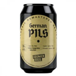 DRUNKEN BROS  REMASTERED GERMAN PILS (LATA 33 CL) (SIN GLUTEN) - Lusitania Compañía del Lúpulo