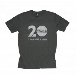 Sawmill Tee Charcoal  20 years of beers - Sawmill Brewery