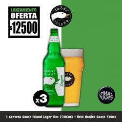 LANZAMIENTO - 3 Goose Island Lager 730Cm3 + 1 Vaso nónica 500cc - Almacén de Cervezas